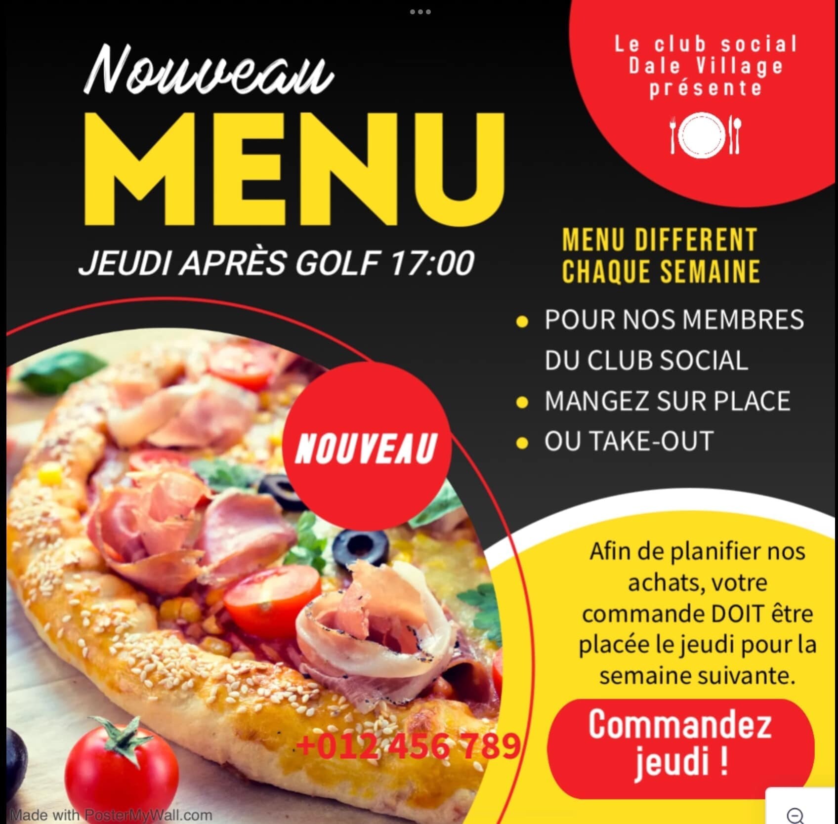 Menu Après Golf